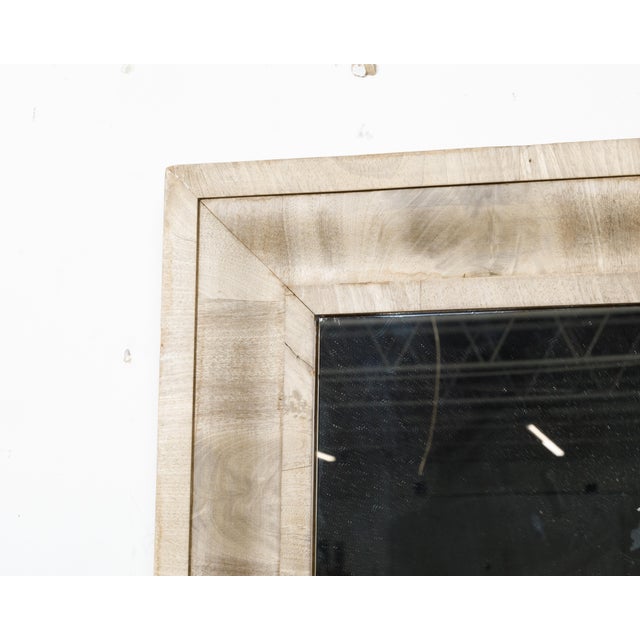 Midcentury French Bleached Walnut Mirror with Beveled Frame For Sale - Image 4 of 9