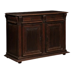French 16th Century Henri II Period Walnut Buffet with Folded Cloth Ornaments
