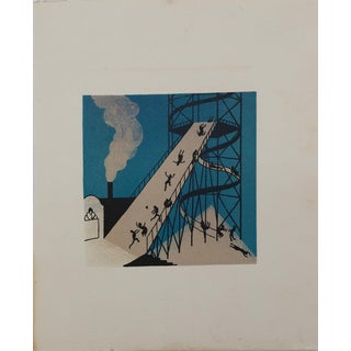 Lucien Boucher, Le toboggan géant, Lithograph For Sale