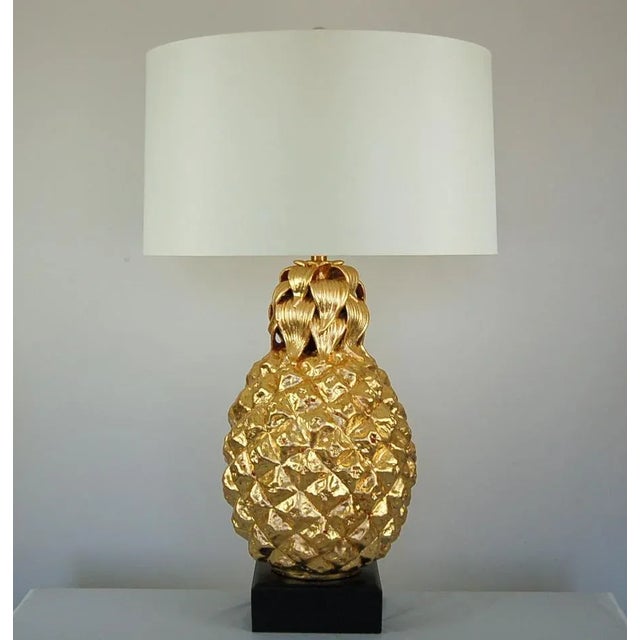 Very stylish vintage Ceramic Pineapple table lamps imported from Italy by The Marbro Lamp Company during the 1960's. GOLD...