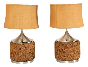 Mid 20th Century Leviton Mid Century Modern Pair of Cork Table Lamps