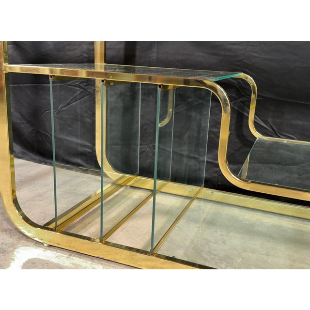 Milo Baughman for Dia Design Institute of America Gold Brass and Glass Adjustable Etagere, 1970s For Sale - Image 9 of 11