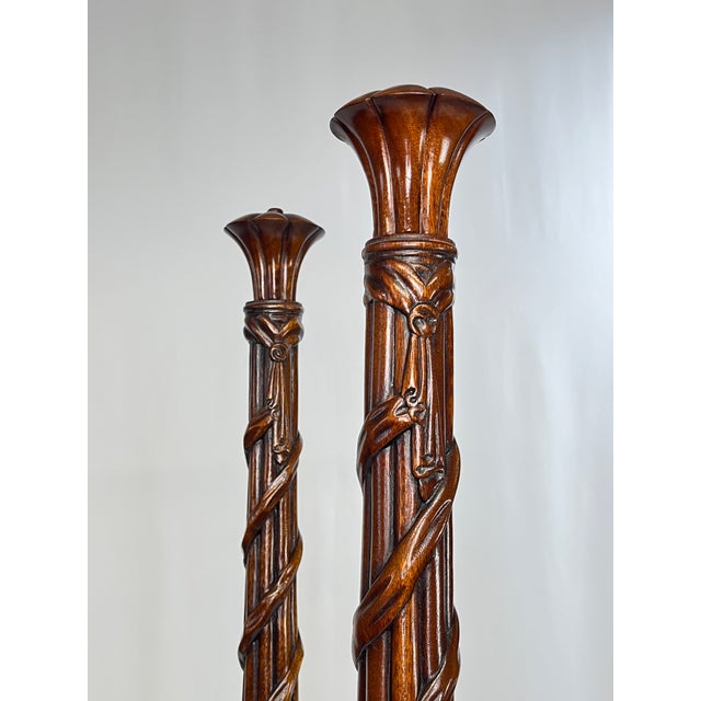 Hickory Chair Furniture Company Hickory Chair Co. Attributed Queen-Size Reed and Ribbon Four-Poster Bed For Sale - Image 4 of 14