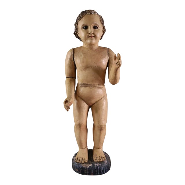 Antique 18th C Carved Spanish Colonial Jointed Santos Figure For Sale