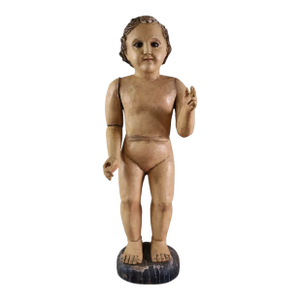 Antique 18th C Carved Spanish Colonial Jointed Santos Figure