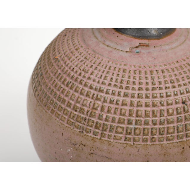 Late 20th Century Artist Signed Stoneware Pottery Table Lamp For Sale - Image 5 of 11