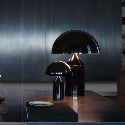 Large and Medium Black Atollo Table Lamps by Vico Magistretti for Oluce, Set of 2 For Sale - Image 6 of 7
