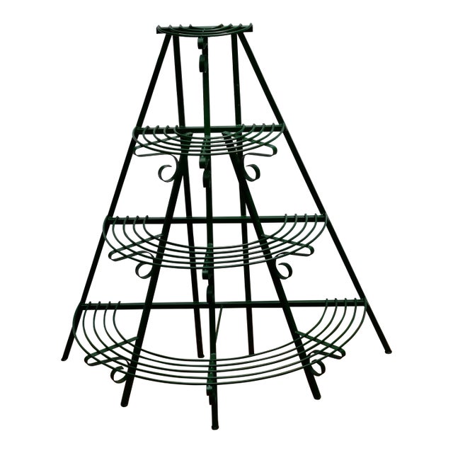 Vintage Wrought Iron Tiered Garden Plant Stand For Sale