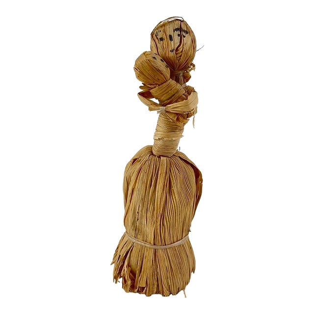 Early 20th Century Corn Husk Mother and Child Figurine For Sale