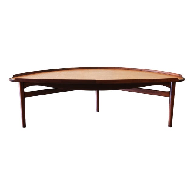 1950s Attributed to Finn Juhl for Baker Coffee Cocktail Table Two Tone Birch and Walnut For Sale