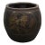 Dark Brown Glazed Earthenware Planter With Hand Painted Mystic Birds and Plants For Sale