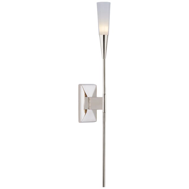 Chapman & Myers for Visual Comfort Signature Stellar Single Tail Sconce in Polished Nickel with Frosted Acrylic For Sale