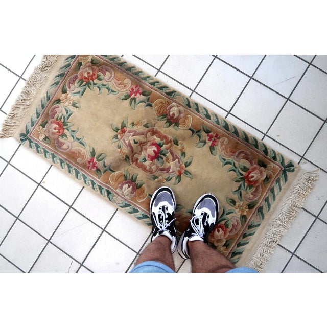 1960s Hand Made Vintage Art Deco Chinese Rug 2' X 4.1' For Sale - Image 4 of 11