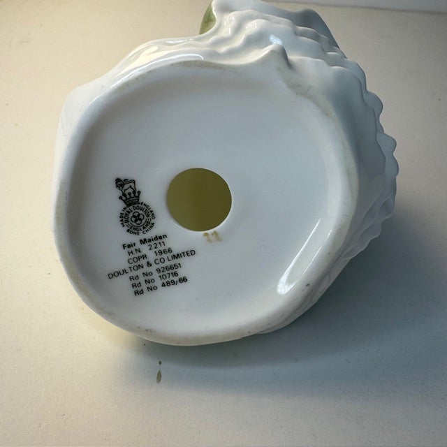 Vintage Royal Doulton “Fair Maiden” Bone China Figurine, England, 1966 For Sale - Image 10 of 12