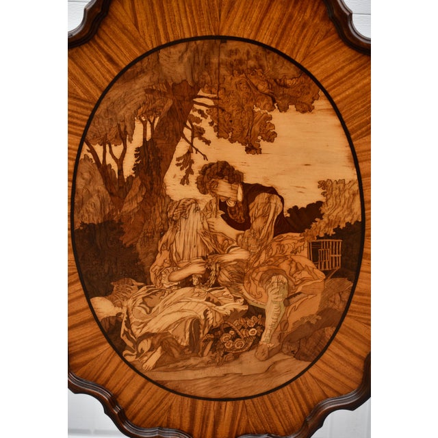 Vintage Black Forest Walnut Tilt Top Table Marquetry Wood Inlay For Sale - Image 15 of 18