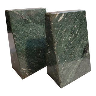 1970s Verde Green Marble Architectural Bookends - a Pair For Sale