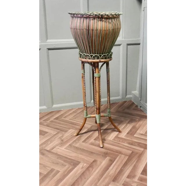 Antique Arts and Crafts Bamboo Jardinière, 1890 For Sale - Image 4 of 9