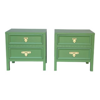 Pair of Late 20th Century Shangri-La Green Nightstands by Dixie For Sale