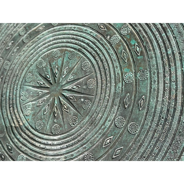 Metal Patinated Bronze Drum Side Table — Sculptural Global Accent, Organic Modern Design For Sale - Image 7 of 9