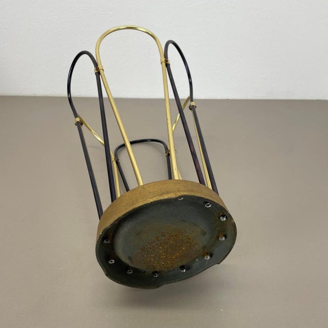 Mid-Century Modernist Bauhaus Metal Brass Umbrella Stand, Germany, 1950s For Sale - Image 14 of 16