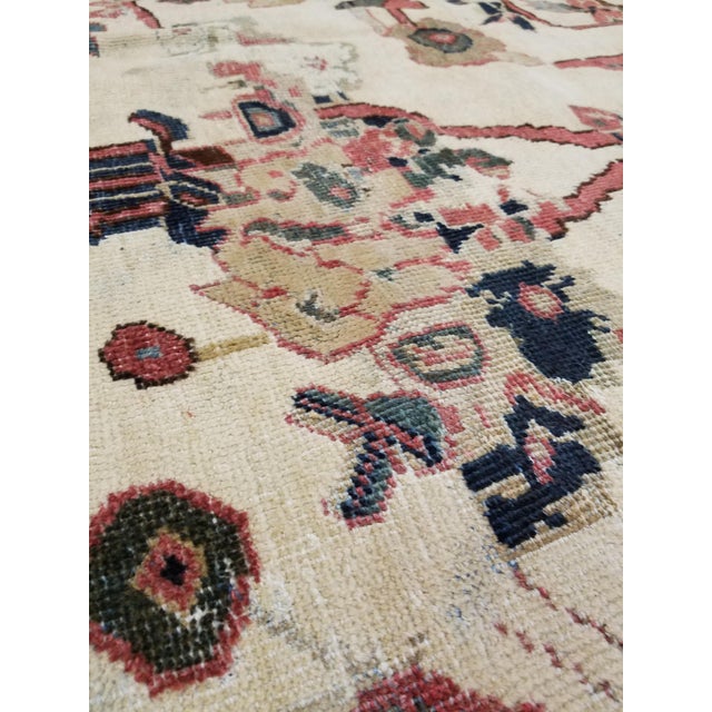 Antique Persian Sultanabad Carpet Handmade Oriental Rug, Ivory, Gold, Green Blue For Sale - Image 10 of 12