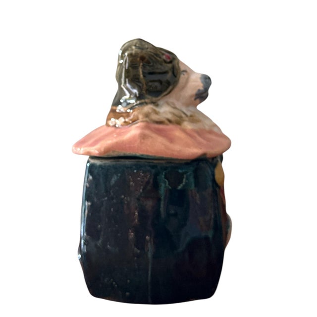 19th Century Austrian (Bohemian) Majolica Figural Dog Tobacco Jar For Sale In Los Angeles - Image 6 of 10