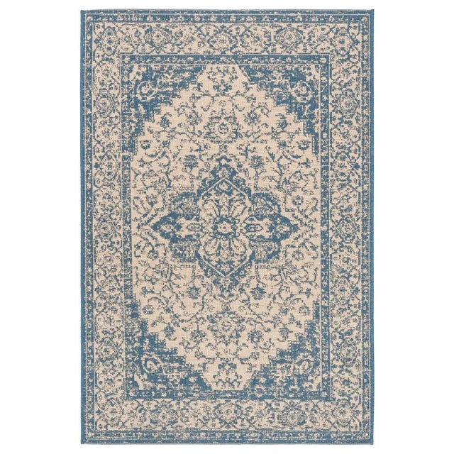 2020s Marina Indoor Outdoor Rug Cream & Blue 4'x6' For Sale - Image 5 of 5
