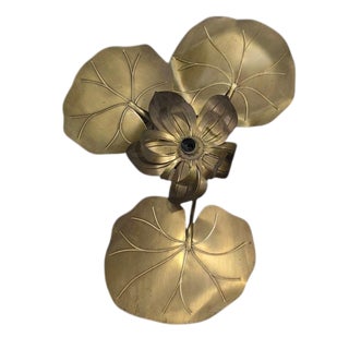 Gilt Brass Lotus Leaf Wall Sconce in the style of Maison Jansen, 1970s For Sale