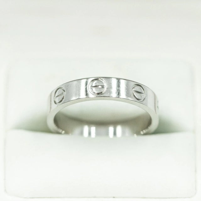 Modern Cartier Platinum Love 3.5mm Band Ring Size 5 For Sale - Image 3 of 7