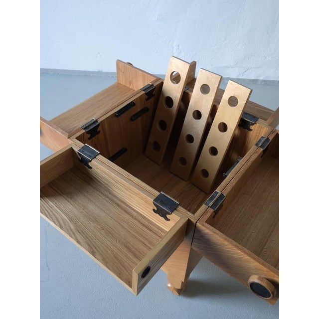 Gold Mid-Century Oak Bar Cabinet Side Table For Sale - Image 8 of 14