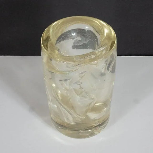Gold Mid-Century Modern Gold-Flecked Art Glass Vase For Sale - Image 8 of 13