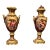 French Porcelain Burgundy Decorative Vase With Hand-Painted Musical Scene, Gold Leaf & Bronze Accents For Sale