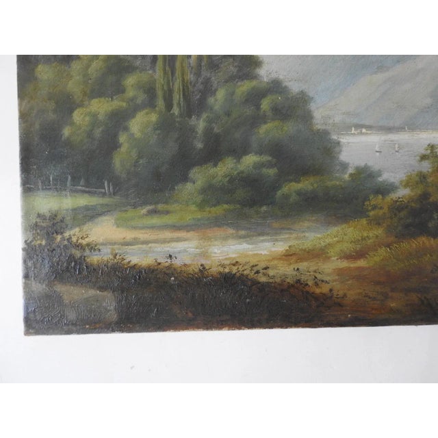 Late 19th Century Continental Mountain Lake Landscape Painting For Sale In Seattle - Image 6 of 7