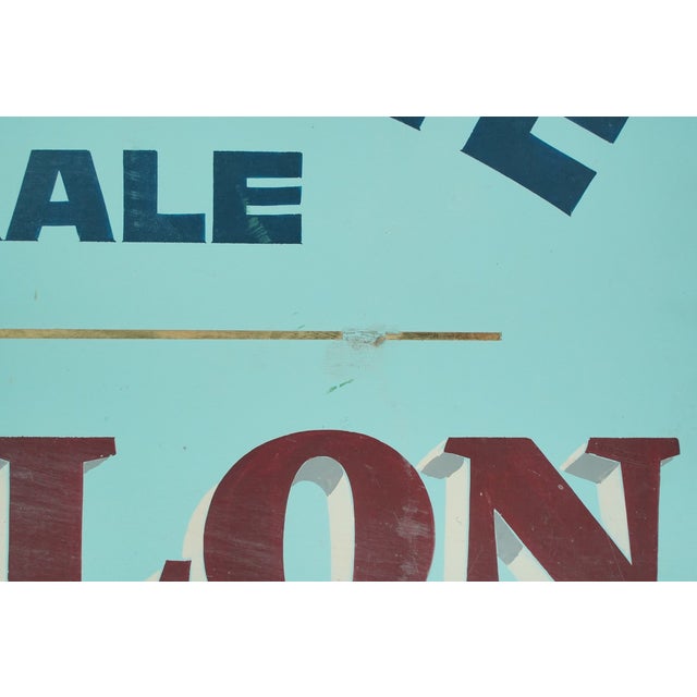 Traditional French Wooden Double Sided Blue Electricite Sign For Sale - Image 3 of 8