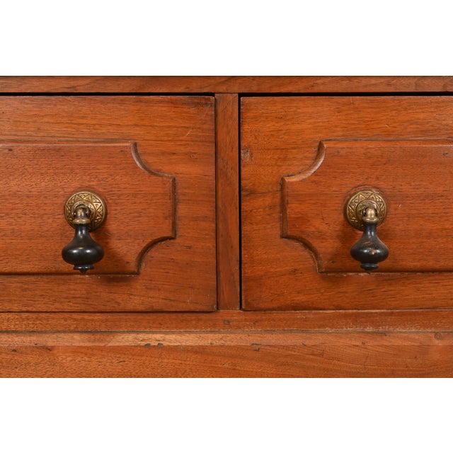 Wood Antique Victorian Carved Walnut Glass Front Bookcase, Circa 1880s For Sale - Image 7 of 11