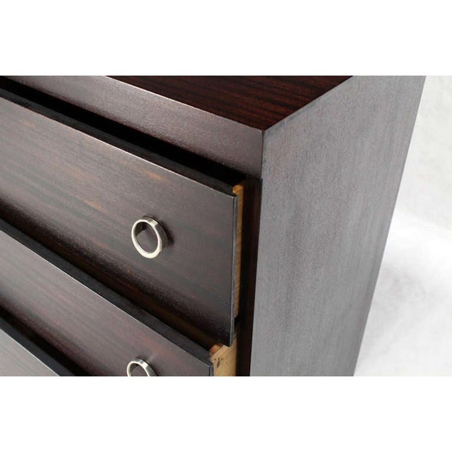 Pair Ebonized Mahogany Mid Century Modern Deco Style Bachelor Chest Dresser MINT For Sale - Image 6 of 8