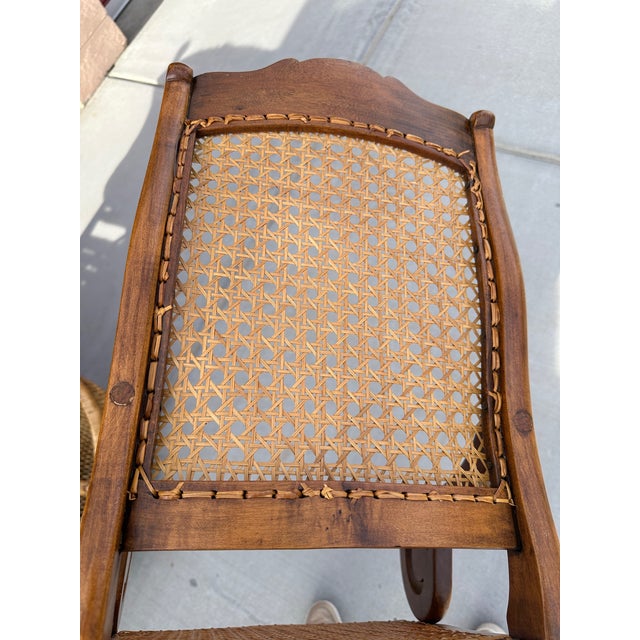 Wood Antique American Children's Cane Rocking Chair For Sale - Image 7 of 8