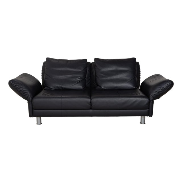 Dark Blue Leather 510 Three-Seater Sofa with Manual Function from Rolf Benz For Sale