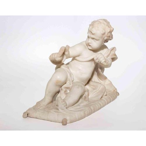 19th Century Carved Marble Figure of a Putto with Serpent For Sale - Image 11 of 11