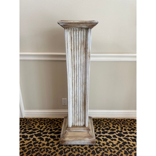 White Vintage 1980’s 52” Pedestal Display Columns - A Pair For Sale - Image 8 of 15