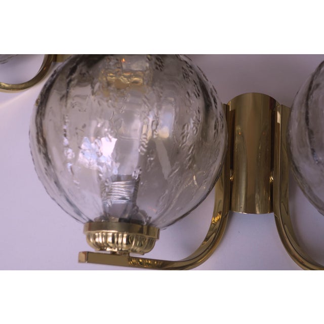 Brass & Glass Double Wall Lights, 1970s, Set of 2 For Sale - Image 6 of 13