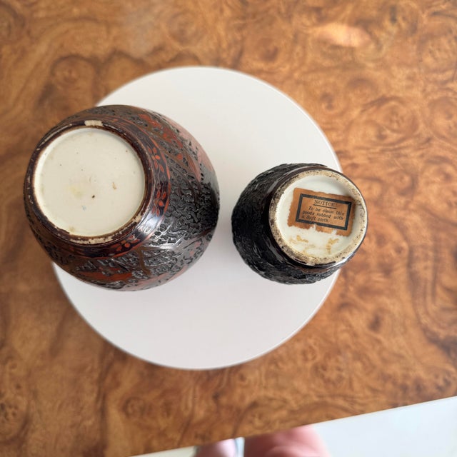 1930s Japanese Takamaki-E Style in the Manner of Edo/Meiji Lacquer Ware Vases- A Pair For Sale - Image 12 of 12