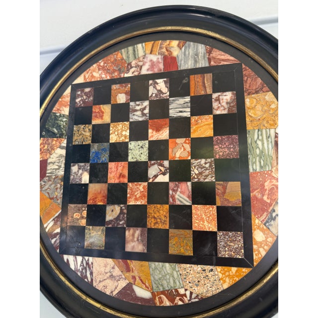 Italian Grand Tour Specimen Marble Circular Chessboard Plaque Pietra Dura 19th C For Sale In Providence - Image 6 of 10