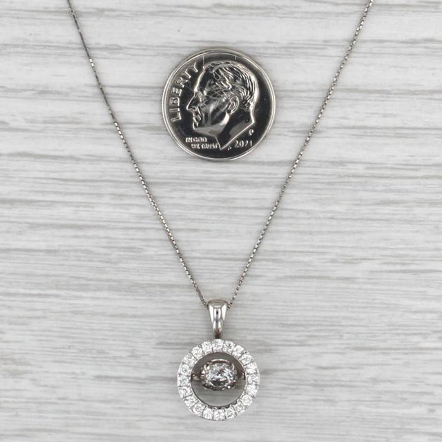 Silver 0.83ctw Floating Diamond Halo Pendant Necklace 14k White Gold 18.75" Box Chain For Sale - Image 8 of 9