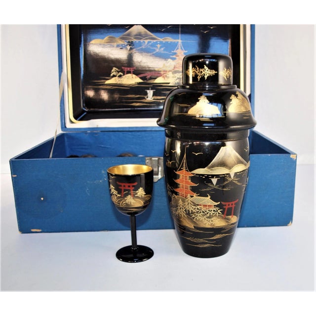 Vintage Japanese Lacquer Cocktail Set 8 Pieces | Chairish