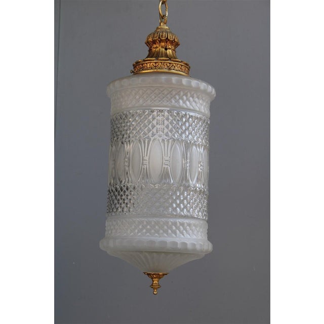 Lantern in Engraved Crystal and Brass, Italy, 1950s, in Very Good conditions. Designed 1950 to 1959 Up to 250V (Europe/UK...