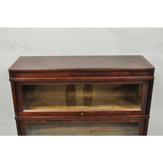 Arts & Crafts Antique Hale Mahogany 3 Section Stacking Barrister Glass Door Lawyers Bookcase For Sale - Image 3 of 16