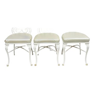 Vintage Art Nouveau Style Cast Aluminum Sunroom Patio Dining Chairs - Set of 3 For Sale