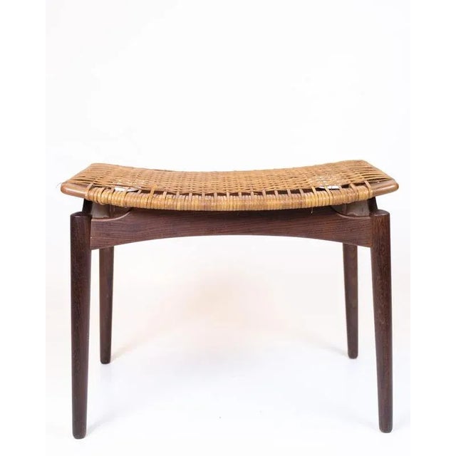 Wood Wicker Stool in Teak by Sigfred Omann for Ølholm Furniture Factory, 1960s For Sale - Image 7 of 11