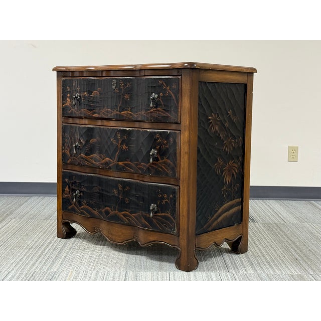 Rustic European Chinoiserie Style Three-Drawer Accent Chest For Sale - Image 3 of 7